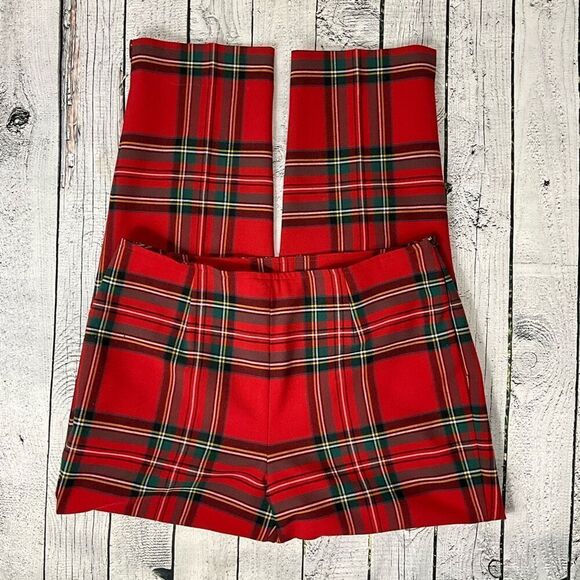BOSTON PROPER Wool Blend Plaid Dress Pants - Picture 1 of 5